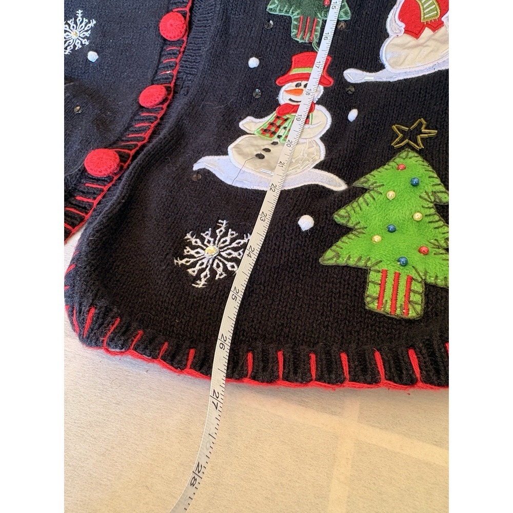 Vintage Holiday Editions Christmas Snowman Sweater Vest Women's Black Size Xl - Picture 5 of 7